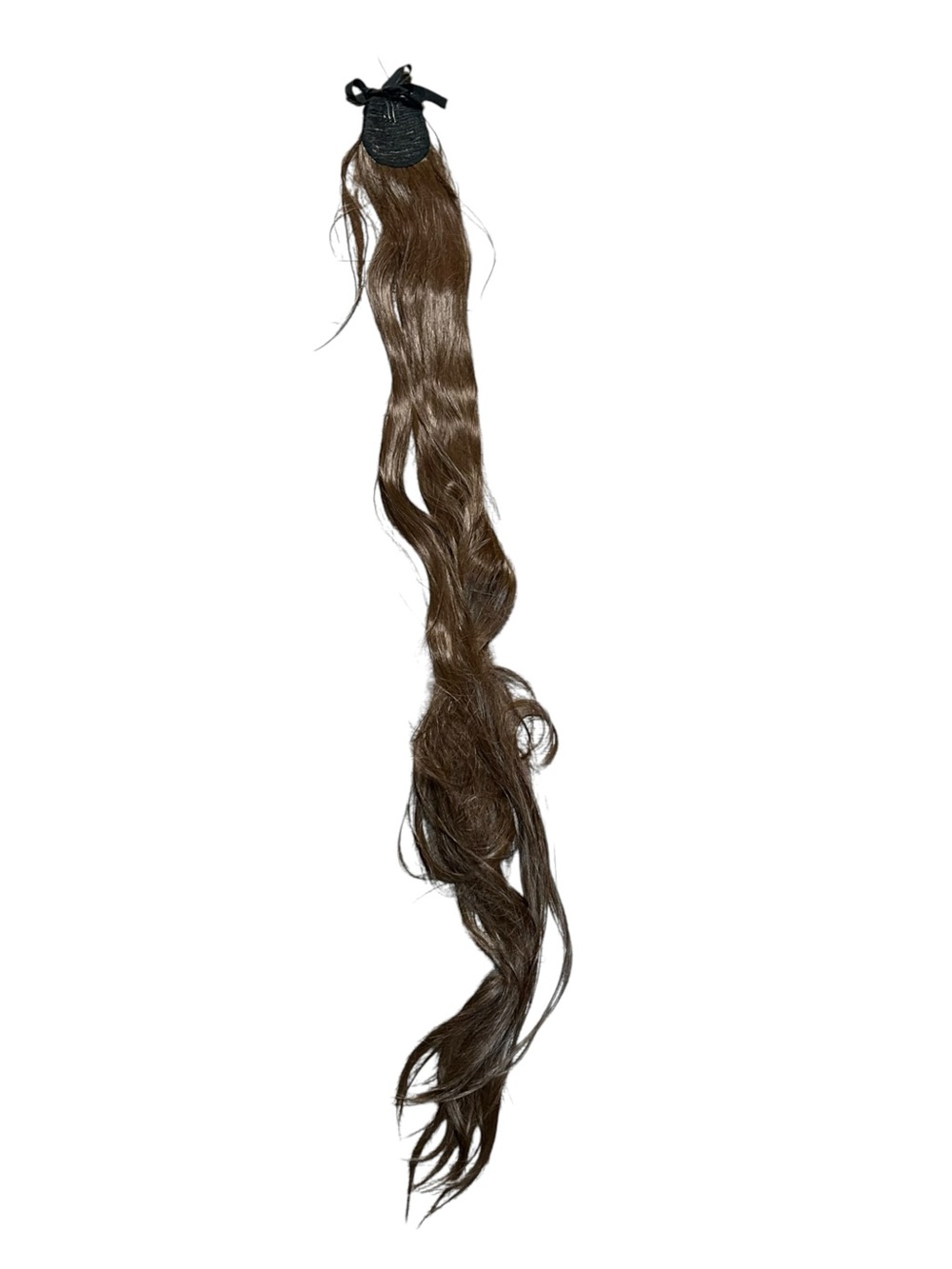 Long Brown Ponytail Hairpiece Wig Extension Ribbon Tie Wavy Hair